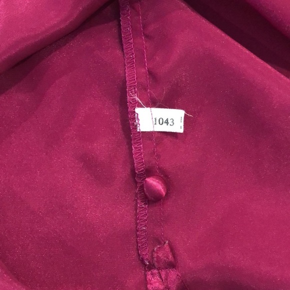 Victoria’s secret hot pink VTG button down long sleeve night gown blue collar  L - Picture 14 of 15